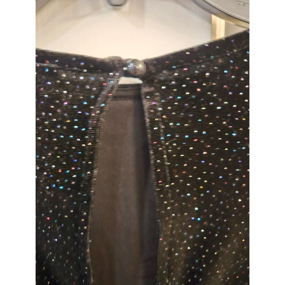 Windsor Black Glitter Velvet Open Back Long Sleeve Mini Bodycon Dress Womens - Picture 3 of 5